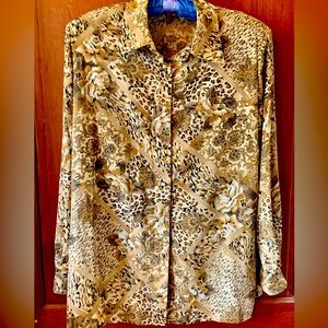 Vintage 1990’s Floral & Animal Print Blouse by Bleyle, Size 10.